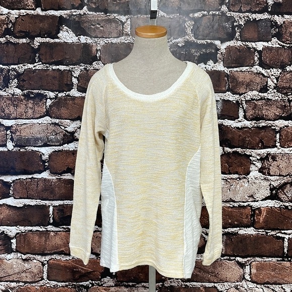 Kut from the Kloth Sweater Gold White Knit Round Neck Medium - Picture 1 of 11